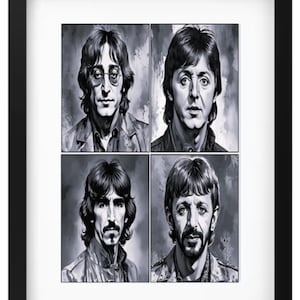 The Beatles John Lennon Paul McCartney George Harrison Ringo Starr Beatles Pop Art Framed Gift for Beatles fan