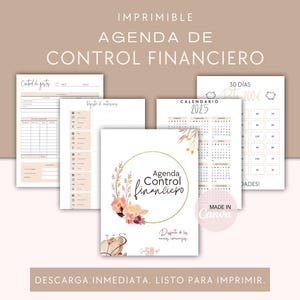 Planificador financiero A6 en español, agenda de finanzas, agenda perpetua sin fecha, diario de gastos y ahorros.