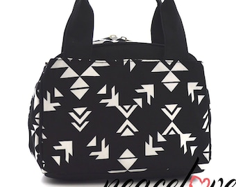 Monogrammed Aztec Print Insulated Lunch Bag AAZ255BK | School Lunch Bag | Kids Lunch Bag | Personalized Lunch Bag | Insulated Lunch Tote