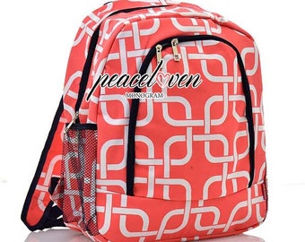 Monograma 16 " Geometric Square Print Canvas Mochila TIM403 CR / Mochila Escolar / Mochila de Libro Escolar / Mochila Grande / Mochila para Niños