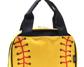 Bolsa térmica para el almuerzo con diseño de sóftbol con monograma SOB255BK, Bolsa para el almuerzo escolar, Bolsa para el almuerzo para niños, Bolsa para el almuerzo personalizada, Bolsa térmica para el almuerzo
