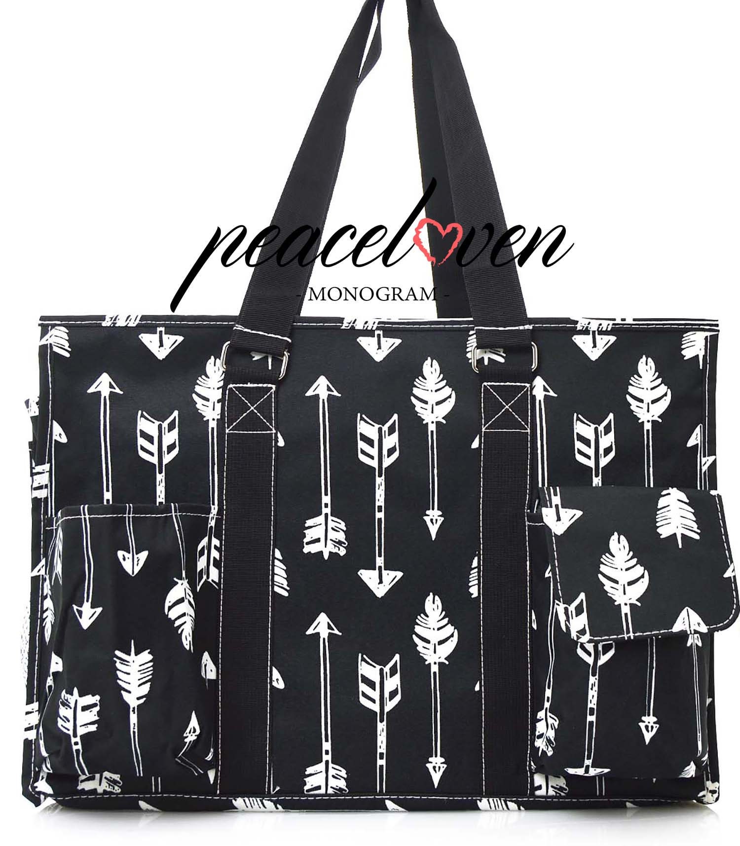 Embroidered Monogram Large Utility Tote Bag Personalize Custom 