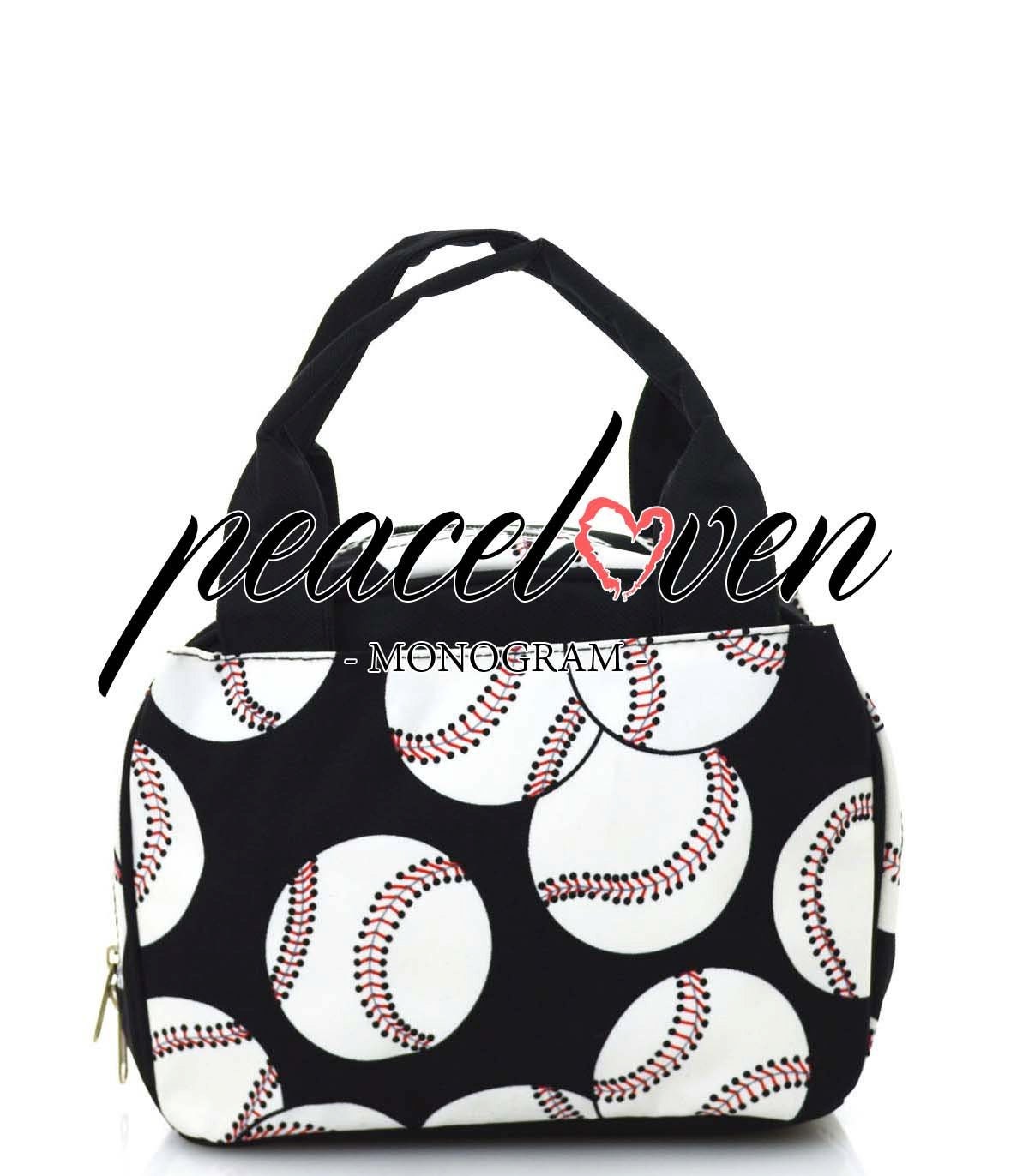 Monogrammed Baseball Print Insulated Lunch Bag SKQ255 Black Etsy UK