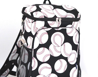 Mochila térmica blanda con estampado de béisbol monogramado SOB1259BK / Mochila térmica para juegos de pelota, piscina, playa y navegación