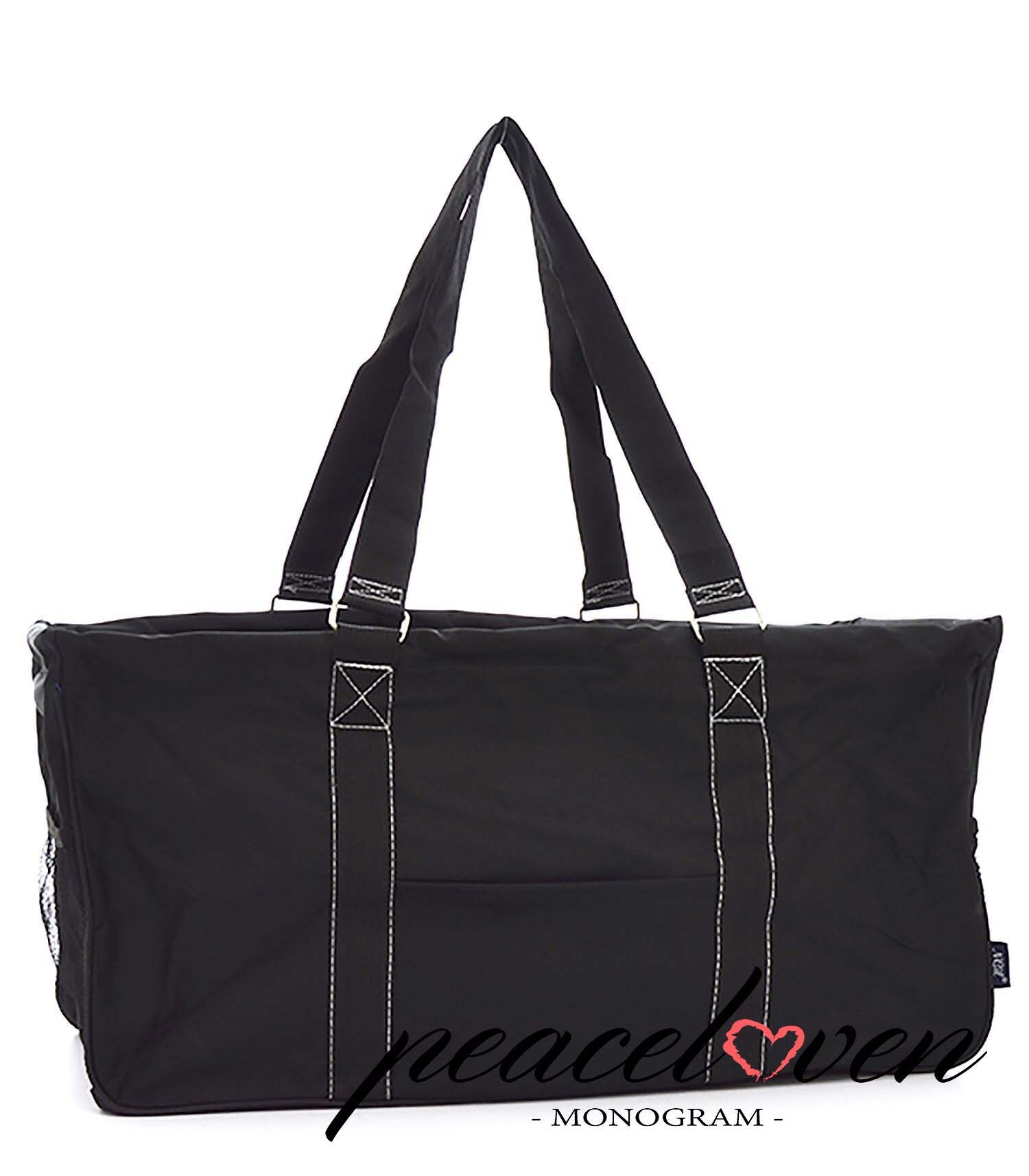 Monogrammed Solid Black Color Large Collapsible Utility Storage