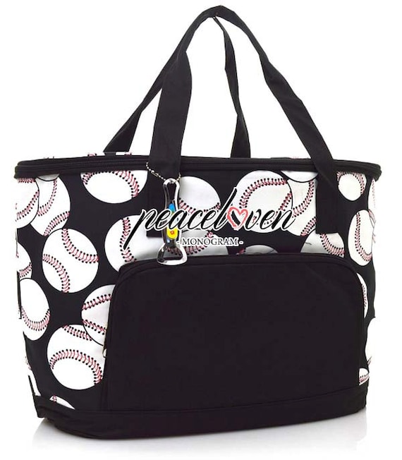 Monogrammed Baseball Print Large Soft-Sided Insulated Cooler Bag SKQ89 | Tailgating | Ball Game | Beach | Pool | Boating Cooler Bag