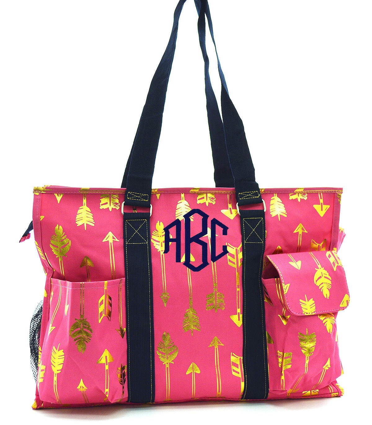 Monogrammed Gold Metallic Arrow Print Medium Size Utility Tote - Etsy