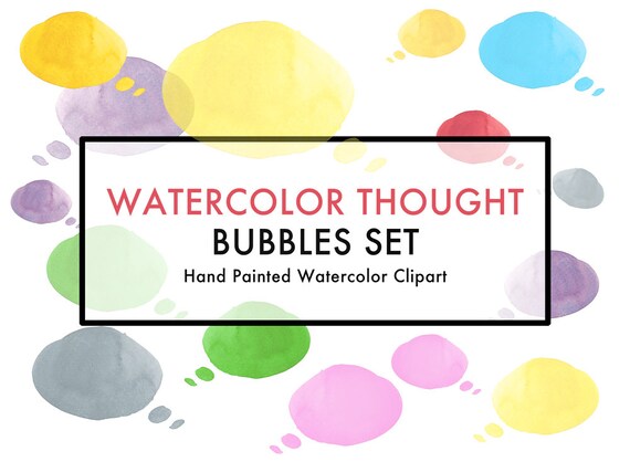 Watercolor Clip Art Thought Speech Bubble For Scrapbooking Etsy