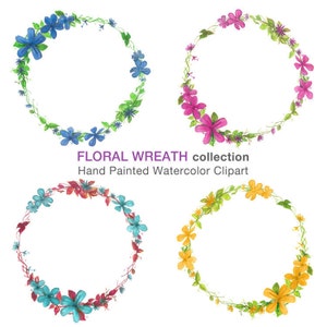 Floral Wreath Collection | Hand Painted Watercolor Clip art | Digital download