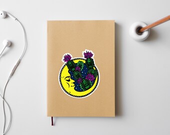 Moon Cactus Sticker, Moon, Cactus, Succulents, Plants, Nature, Stickers, Vinyl Sticker, Die-cut Sticker