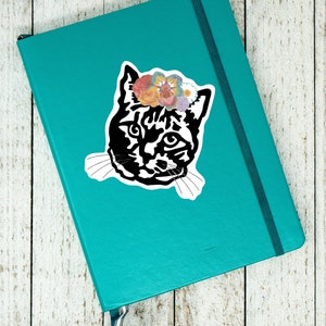 Cat Frida Sticker, Cat, Animals, Animal Art, Frida, Stickers, Feline, Vinyl Sticker, Die-cut Sticker