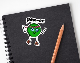 Pegatina de paz, guisantes, comida, hippie, pegatinas, pegatina de vinilo, pegatina troquelada