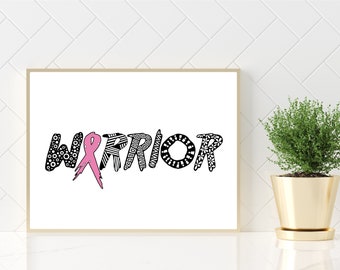 Warrior Cancer Ribbon Print, Warrior, Survivor, Cancer Awareness, Cancer Ribbon, Art Print