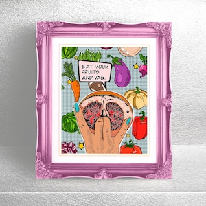 Eat Your Fruits and Vag Somerset Velvet Giclée Print, Fine Art Print