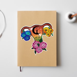Flower Uterus Sticker, Anatomical Uterus, Flowers, Nature, Vinyl sticker, Die-cut Sticker