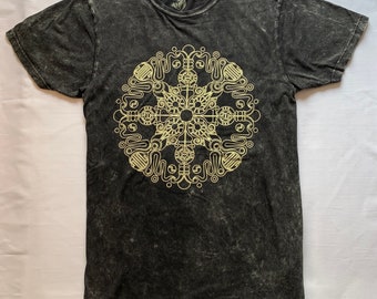 Mandala-T-Shirt, 100 % Bio-Baumwolle mit nachhaltiger Energie hergestellt.