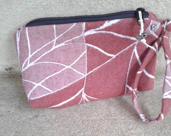 Red Wristlet bag,  Red leaf Wristlet, Bag, Purse, Pocketbook, Leaf Wristlet,