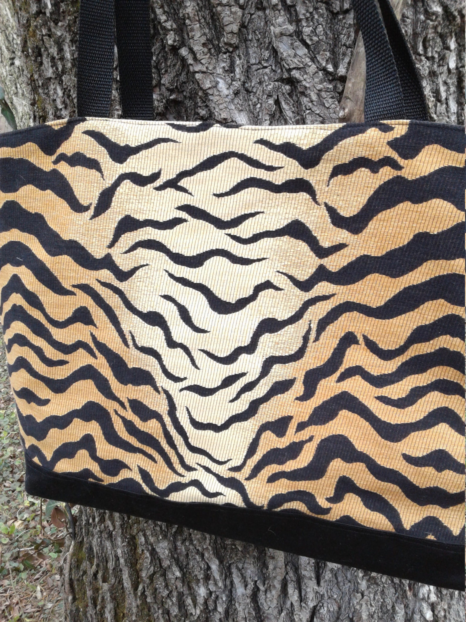 Tiger Tote Bag Tiger Market Tote Tiger Bag Animal Print Etsy