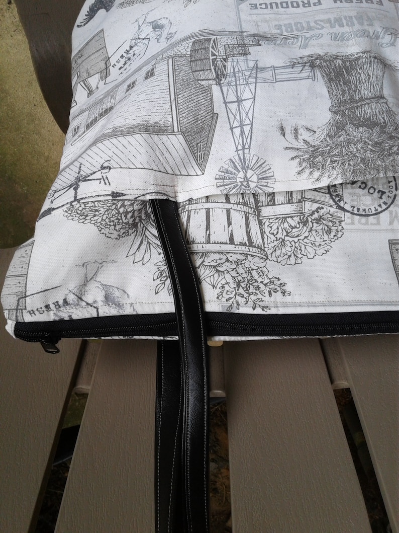 Purse Off WhiteGray Tote Bag Shoulder Bag Tote Farm Images Tote Bag Bags and Purses Canvas Bag Shabby Chic Tote 17w x 16h x 3d Bag
