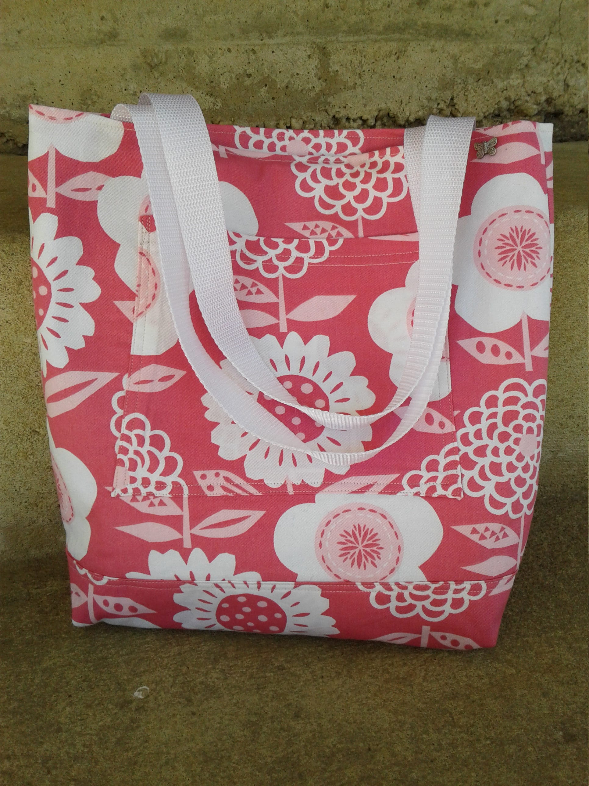 Pink White Flower Tote Shoulder Bag Pink/white Tote Bag - Etsy