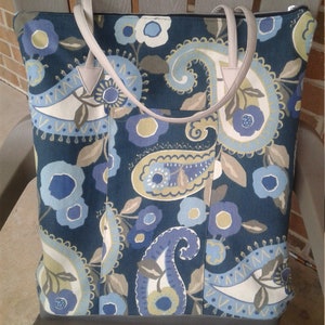 Blue Paisley WeekenderTote Bag,  XL Zip Tote Bag, Travel Tote, Overnight Bag, Kids Overnight Bag,  shoulder bag, purse, bag, Travel bag