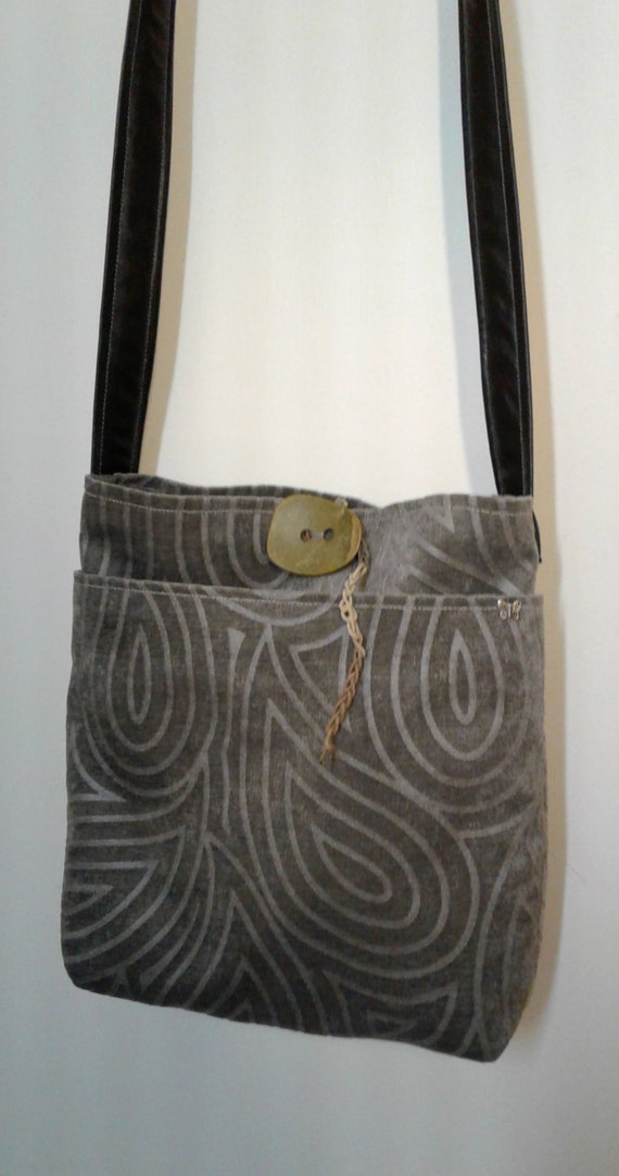 gray suede crossbody bag