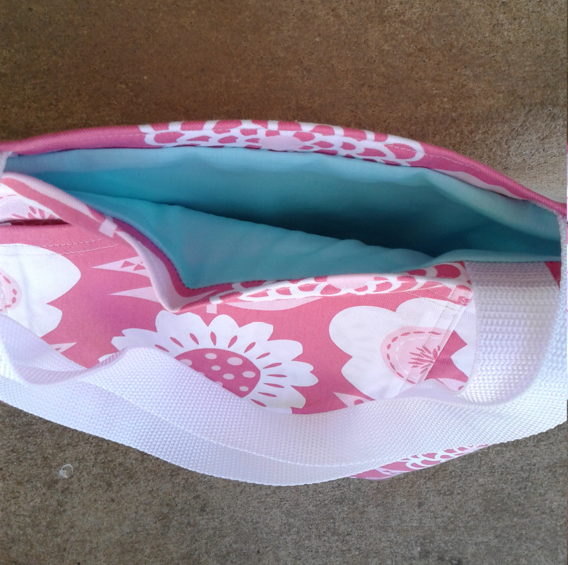 Pink White Flower Tote Shoulder Bag Pink/white Tote Bag - Etsy