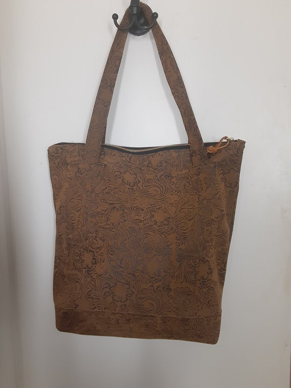 Faux suede cheap tote bag
