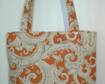 Orange tote Bag, Paisley bag, Purses and bags, orange Tote, Pocketbook, Tote Bags, Shoulder Bag, Handbag