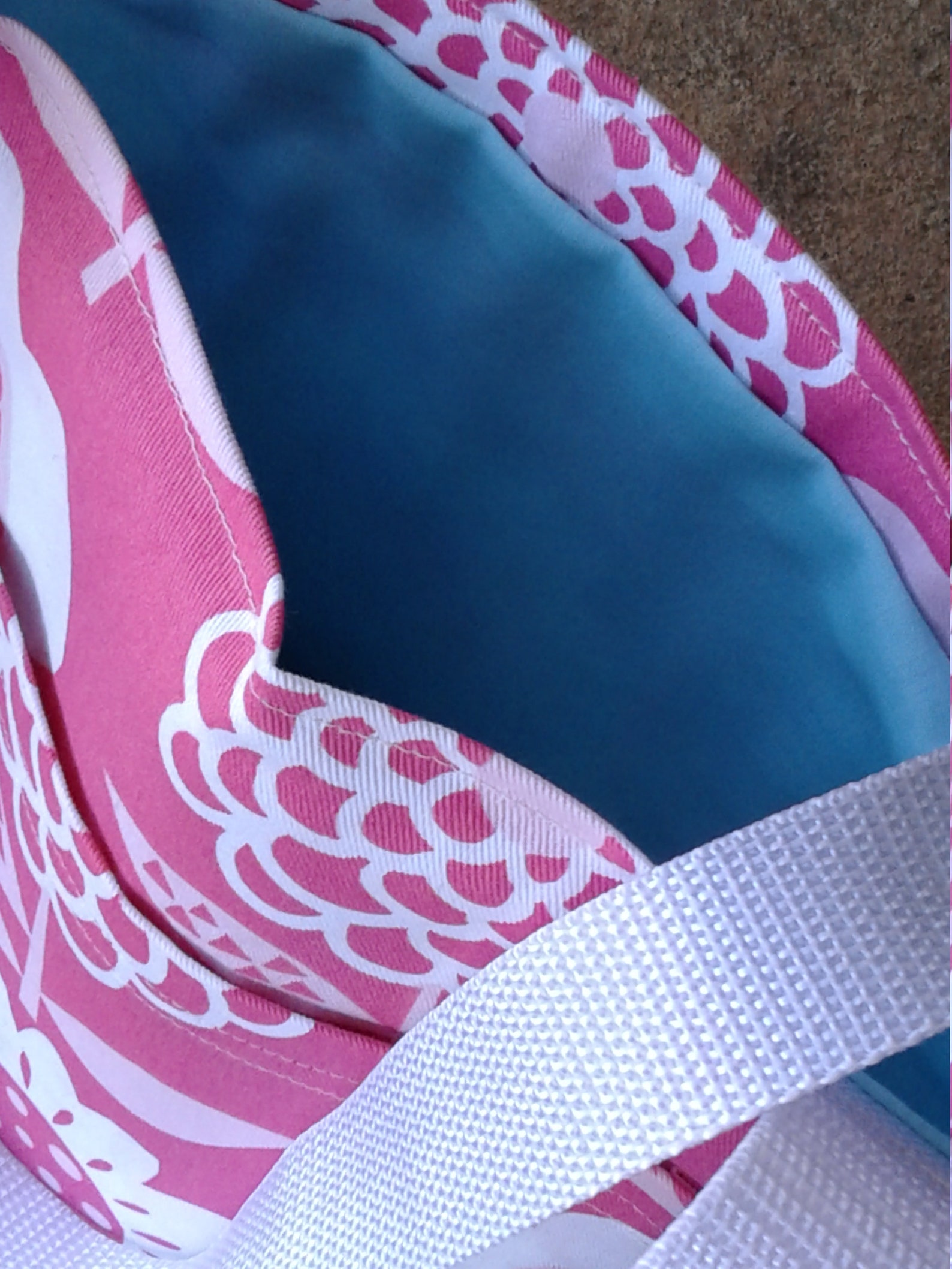 Pink White Flower Tote Shoulder Bag Pink/white Tote Bag Etsy