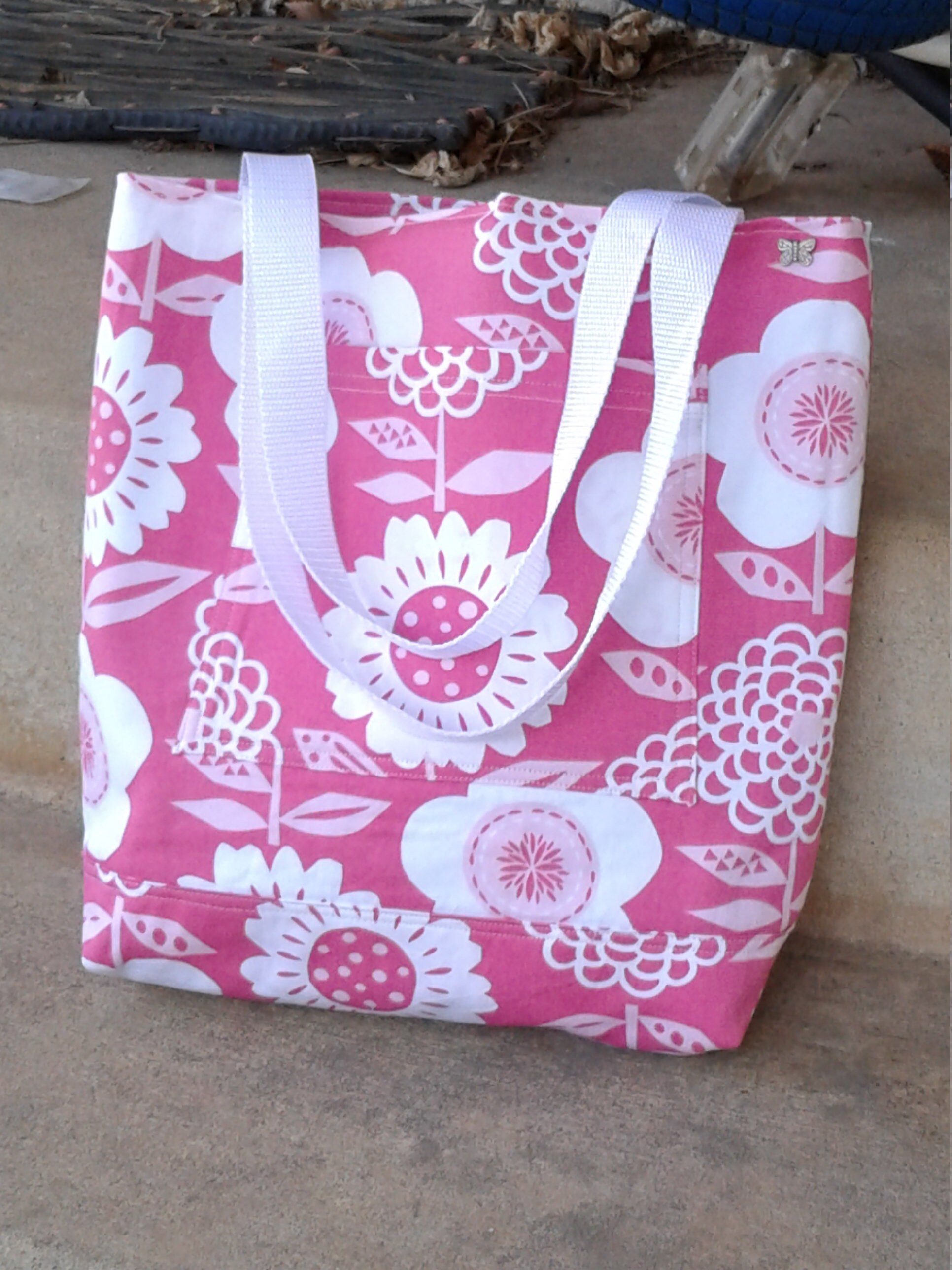 Pink White Flower Tote Shoulder Bag Pink/white Tote Bag - Etsy