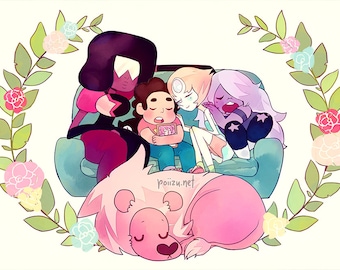 Steven Universe Nap Time, Print, Poster, Anime, Manga, Art, Gift