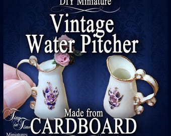 Utskrivbar mall: - DIY miniatyr vattenkanna/kanna i vintage-stil - skala 1/12