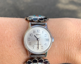 Zuni Sonnengesicht Blume Handgemachte Vintage Uhr