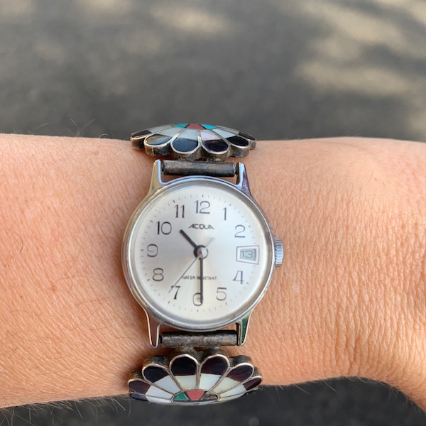 Zuni Sunface Flower Handmade Vintage Watch