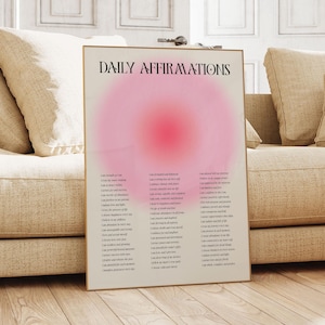 Positive Affirmation Wandkunst, Positives Mantra Print, Tägliches Manifestation Poster, Ästhetisches Wohndekor, Geschenk für Sie