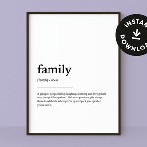 Family Definition Print, Family Quote Print, Family Definition Poster, Family Wall Art, Instant Download