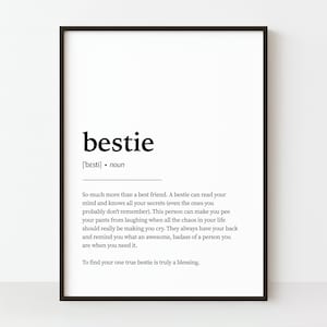 Bestie Definition Print, Printable Wall Art, Friendship Print, Bestie Quote Print, DIY Home Decor, Birthday Bestie Gift, Gift for Her
