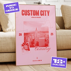 CUSTOM Travel Photo Print – Trendy Capital City Poster, Personalised Favourite Place Wall Art, Honeymoon Travel Print Gift