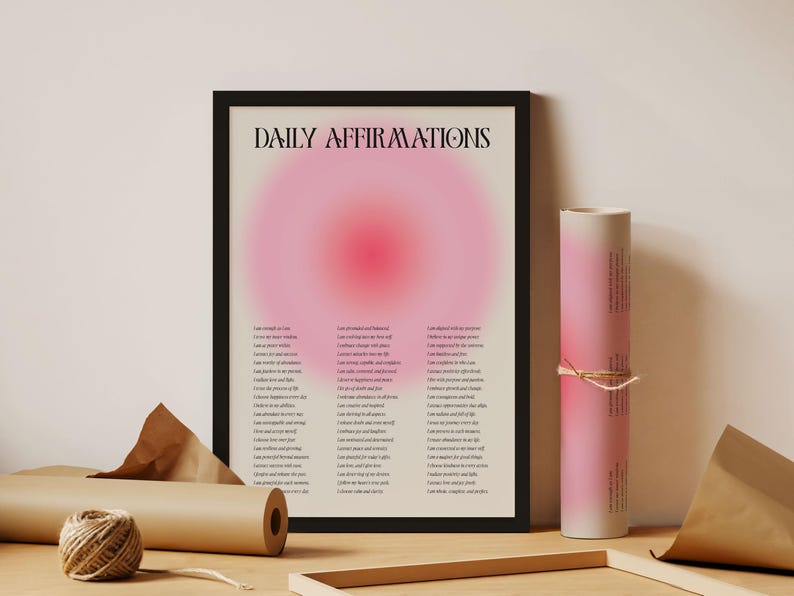 Positive Affirmation Wall Art, Positive Mantra Print, Daily