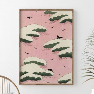 Vintage Japanese Pink Sky Woodblock Print, Watanabe Seitei Wall Art, Traditional Japanese Poster, Wall Art Decor, Printable Wall Art