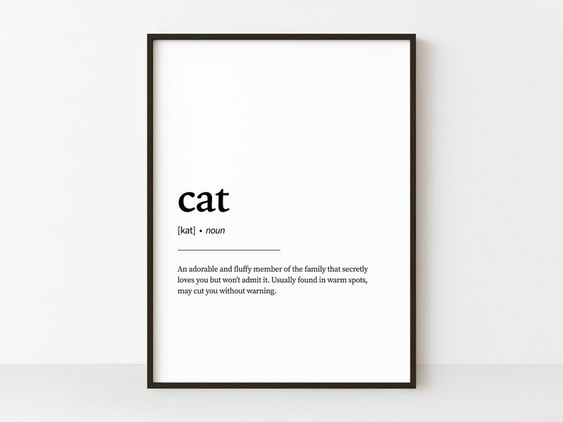 Cat Definition Print Cat Wall Art Feline Definition Wall Etsy