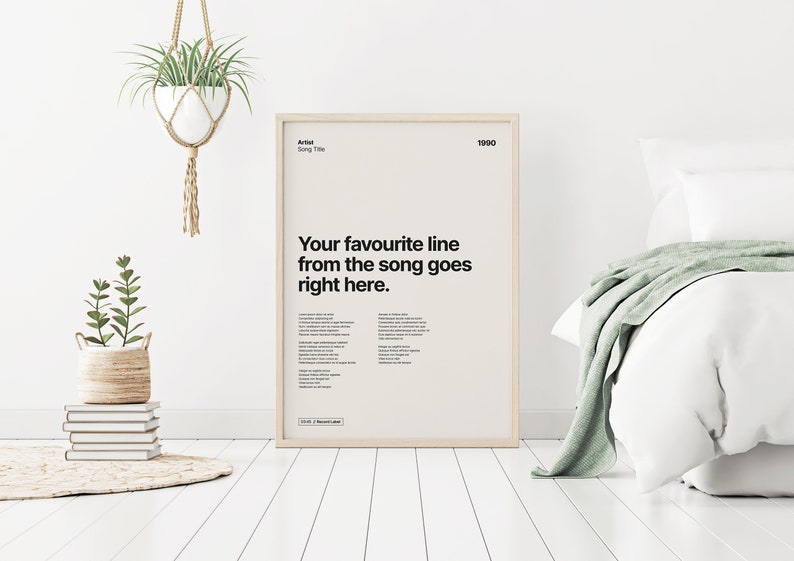 Custom Song Lyric Print Printable Lyric Wall Art Etsy UK