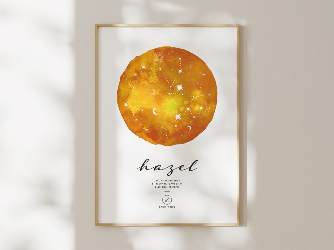 Personalized Zodiac Constellation Print, Custom Astrology Gift, Newborn ...