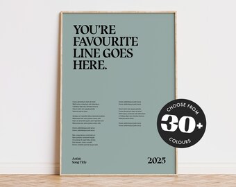 Impresión personalizada de letras de canciones: Arte mural musical personalizado (descarga digital)