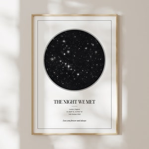 Cadeau d'anniversaire avec impression de carte des étoiles personnalisée ou cadeau de mariage personnalisé, impression d'anniversaire de la nuit de notre rencontre