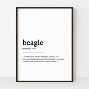 Beagle Definition Print, Printable Wall Art, Beagle Wall Art, Beagle Quote Print, DIY Home Decor, Dog Print, Dog Wall Art, Beagle Dog Art