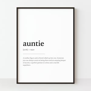 Auntie Definition Print, Printable Wall Art, Family Wall Art, Auntie Quote Print, Home Decor, Auntie Wall Art, Gift For Aunt, Gift For Her