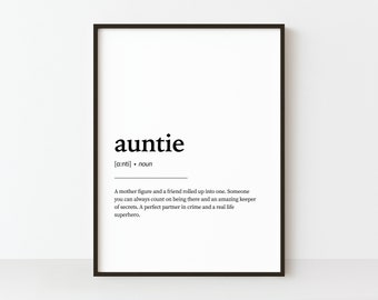 Auntie Definition Print, Printable Wall Art, Family Wall Art, Auntie Quote Print, Home Decor, Auntie Wall Art, Gift For Aunt, Gift For Her