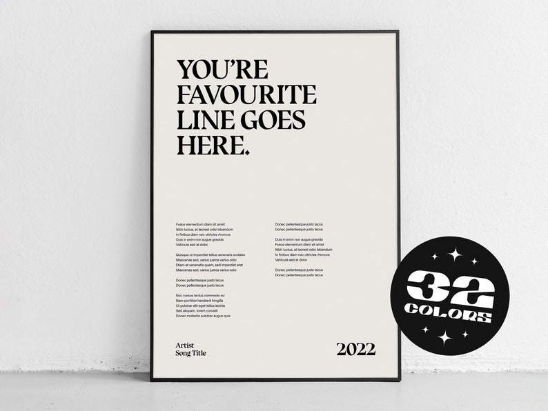 Custom Song Lyric Print Printable Lyric Wall Art Etsy UK